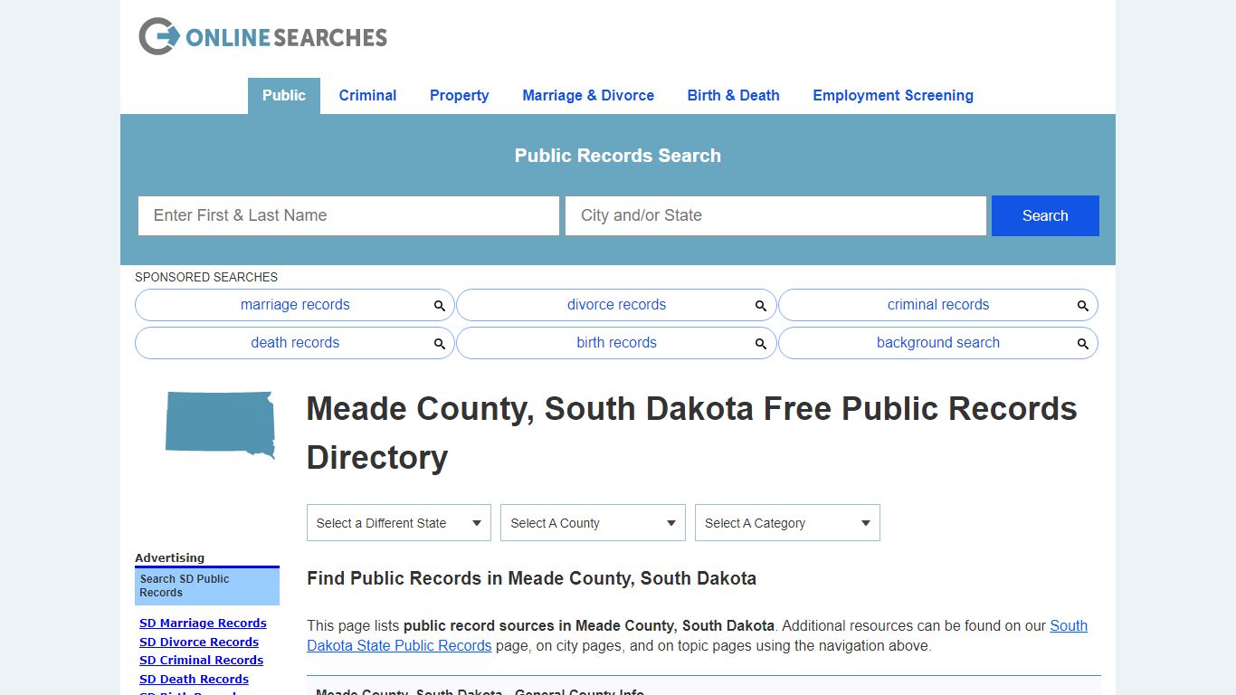 Meade County, South Dakota Public Records Directory