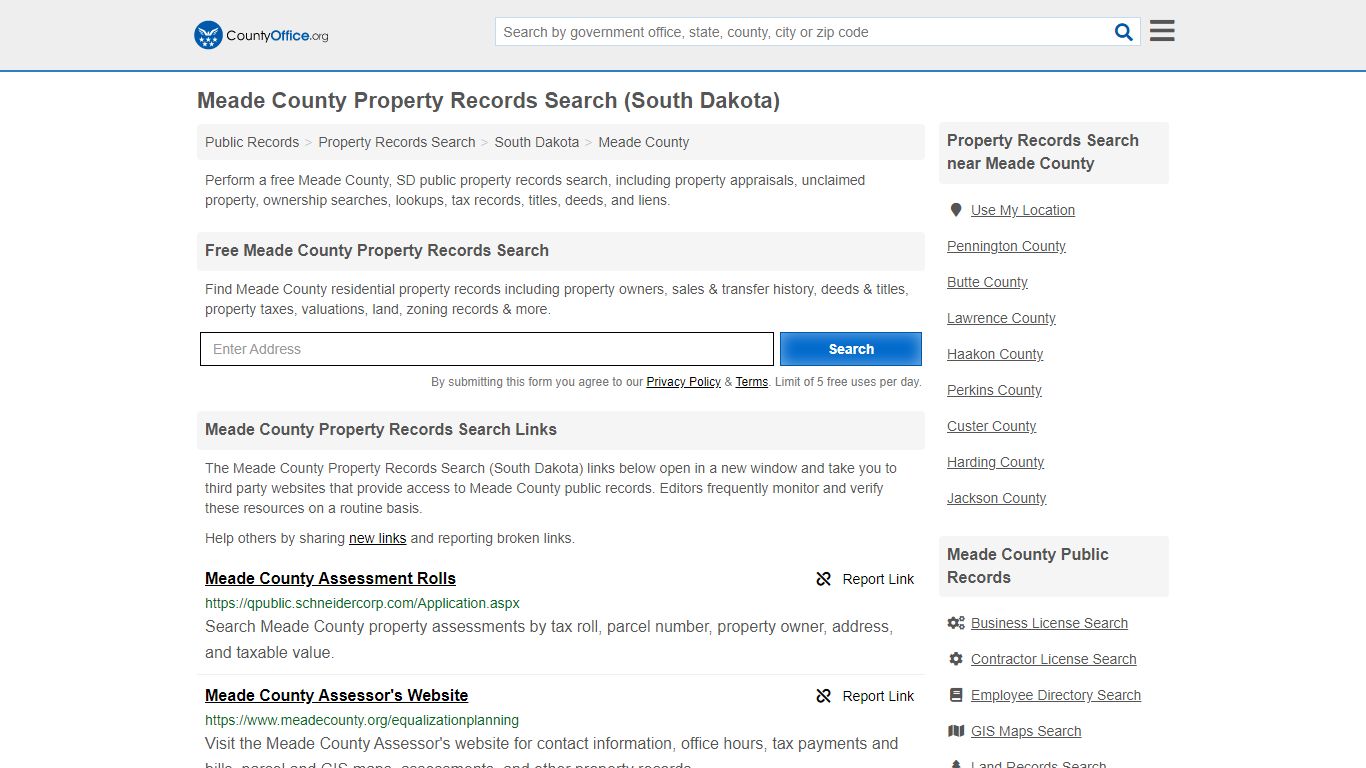 Property Records Search - Meade County, SD (Assessments ...