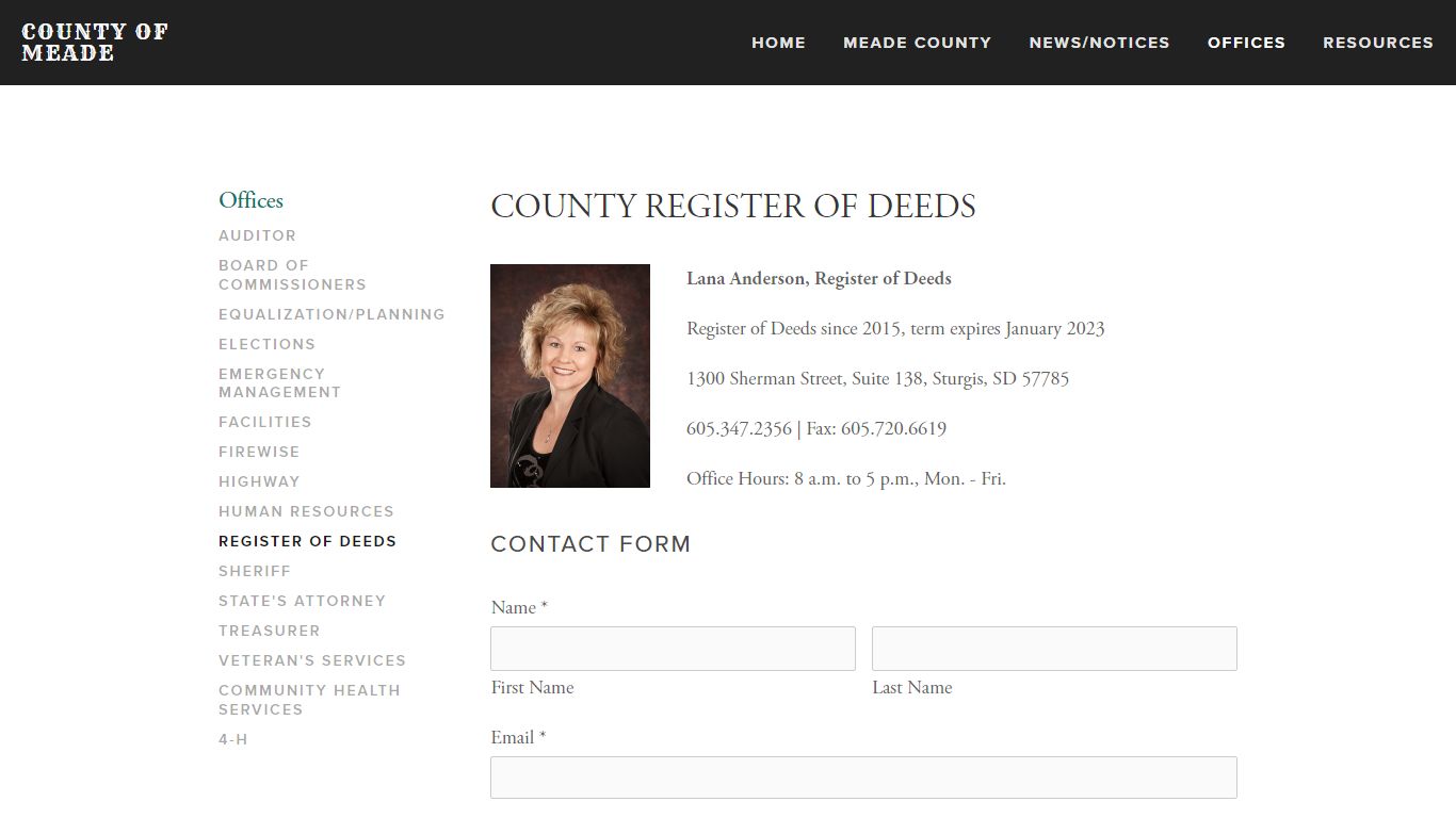 Register of Deeds — County of Meade